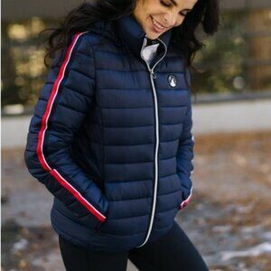 ZYIA Telluride Navy Stripe Puffy Coat Size Medium